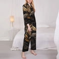 thumbnail image 3 of Fotbe Vintage Metal Dragon Conjunto de Pijama de Manga Larga para Mujer con Estampado, Ropa de Dormir de 2 Piezas, Conjunto de Casa Suave y Cómodo con Bolsillos-Small, 3 of 7