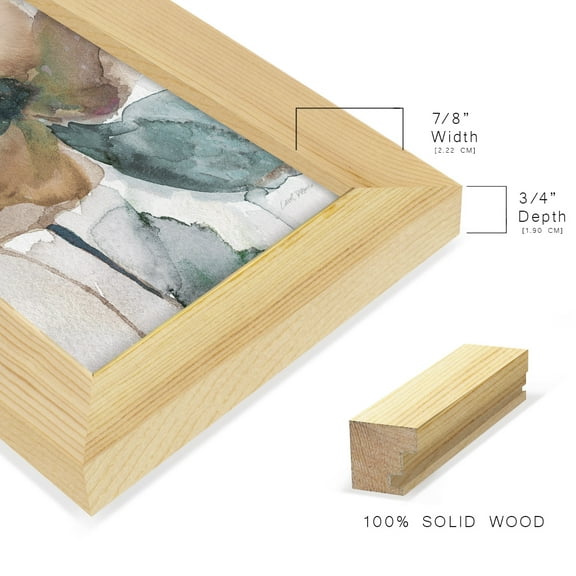 Watercolor Poppy I -Framed Print w/glass-Natural Wood