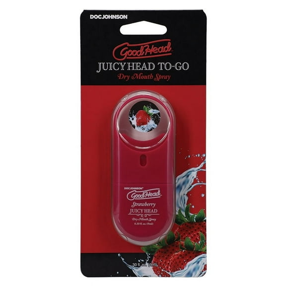 Doc Johnson GoodHead - Juicy Head - Dry Mouth Spray to-Go - Instantly Moisturize Your Mouth - Strawberry - 0.30 fl. oz. (9ml)