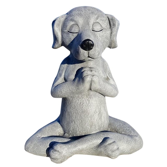 Perro Buda, estatua de perro de meditación-decoración de jardín de perro de yoga, decoración del hogar Afortunado Sencillez