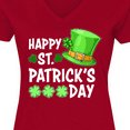 thumbnail image 4 of Inktastic Happy St. Patrick's Day Green Hat and Clovers Women's V-Neck T-Shirt, 4 of 5