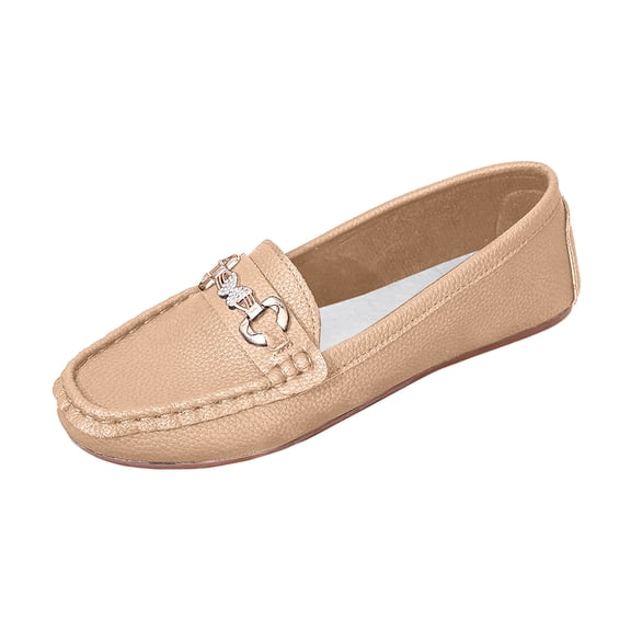 YLYL Womens Classic Loafers Comfortable Soft Sole Slip on Walking Flats Shoes with Rhinestone Buckle Detail