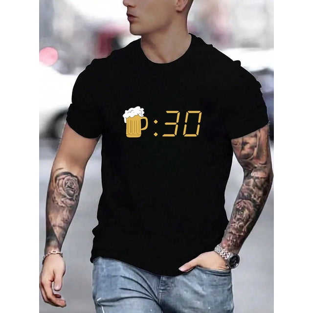 T-Shirt à Manches Courtes et Col Rond Imprimé pour Hommes, Manches Courtes, Col Rond, T-Shirts de Sport Confortables