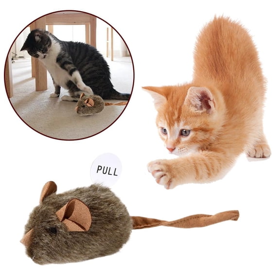 NOVELAR Pull-Activated Plush Mouse Toy, 2.75 in Soft Brown, Simulates Lifelike Movement for Endless Pet Entertainment