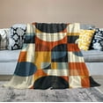 thumbnail image 2 of ONETECH Mid Century Modern Throw Blanket | Fuzzy, Soft, Warm, Cozy, Reversible Blanke Retro Orange Blue Abstract Geometry Blanket for Bed Couch Sofa Chair Travel, 2 of 6