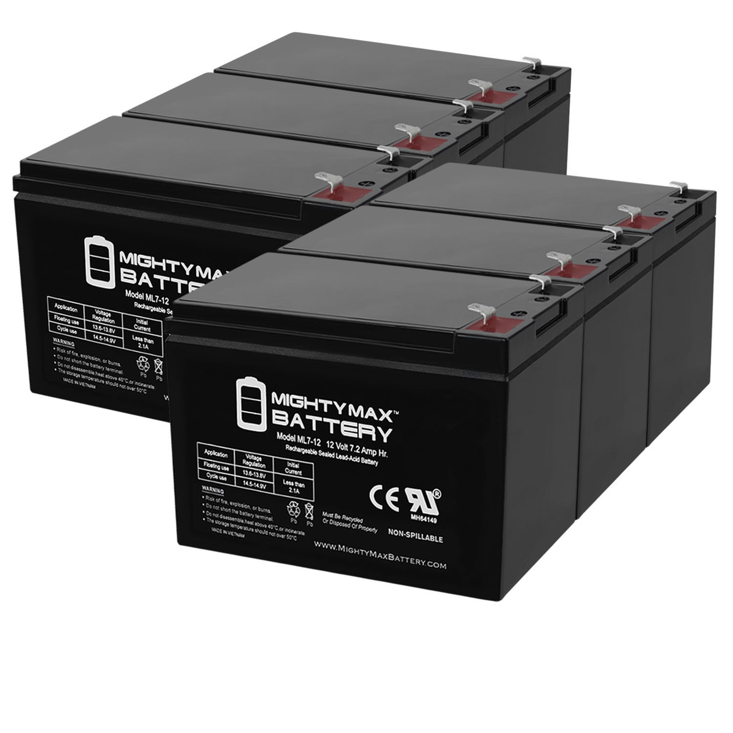 Sealed Lead Acid DSC Alarm Systems PC1500 12V 7.2Ah Battery Replacement with F1 Terminals