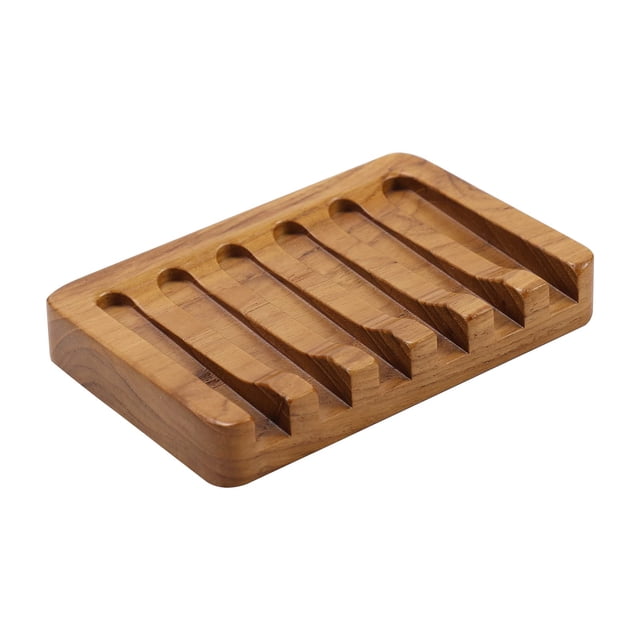 Jabonera HTB, diseño inclinado de cascada, madera de teca natural