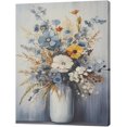thumbnail image 2 of Flower Bathroom Wall Art Floral Pictures Wall Decor Rustic Bouquet Canvas Teal Blossom Print Artwork Home Decorations for Living Room Bedroom Office Framed 12"x16", 2 of 6