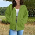 thumbnail image 3 of Mohiass Back to School Zip Up Hoodies for Women Casual Long Sleeve Hooded Jacket Oversized Lightweight Sweatshirts Tops with Pocket Green XL, 3 of 5