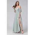 thumbnail image 3 of Vestido de dama de honor Stylefun de gasa con hombros descubiertos, rosa, largo, 3 of 7
