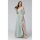 thumbnail image 3 of Vestido de dama de honor, divertido, rosa polvoriento, chifón con hombros descubiertos, 3 of 7