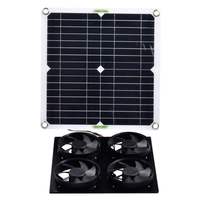 GROWTH TANK Indoor Solar Panel Fan Kit , Panel Module Quiet Mounted Pet Four Exhaust Fan for