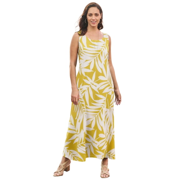 Jessica London Women's Plus Size Petite Stretch Cotton Tank Maxi Dress
