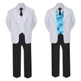 thumbnail image 2 of 5-7pc Formal Black White Suit Set Turquoise Bow Long Tie Vest Boy Baby Kids Sm-20 Teen, 2 of 3