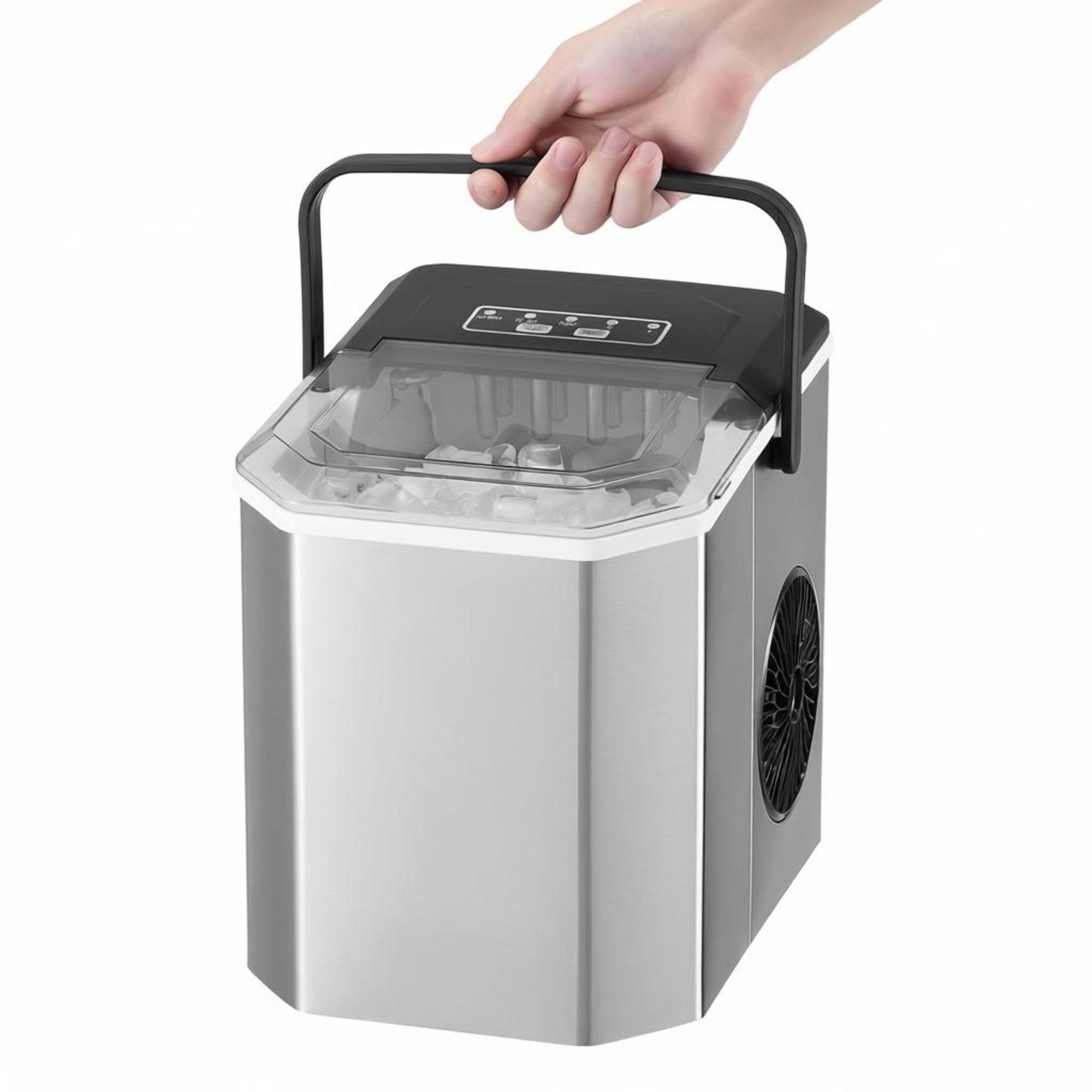 Countertop Bullet Ice Maker, 26 lbs/24H Portable Ice Machine, 9 Cubes Ready in 6 Mins, 2 Ice Sizes, Self-Cleaning Ice Maker with Scoop & Basket, Quiet ≤42dB for Home Kitchen Office Bar Party