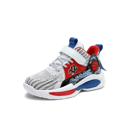 

Audeban Boys Basketball Shoes Athletic Running for Kids Sports Sneakers Lightweight Boys Girls Shoes White Blue 13C