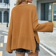 thumbnail image 6 of Duoif Sweaters for Women Trendy Women's Fashion Solid Color Crew Neck Sweater Loose Flared Sleeve Pullover Sweater Women's Sweaters Womens Tops Brown S, 6 of 7