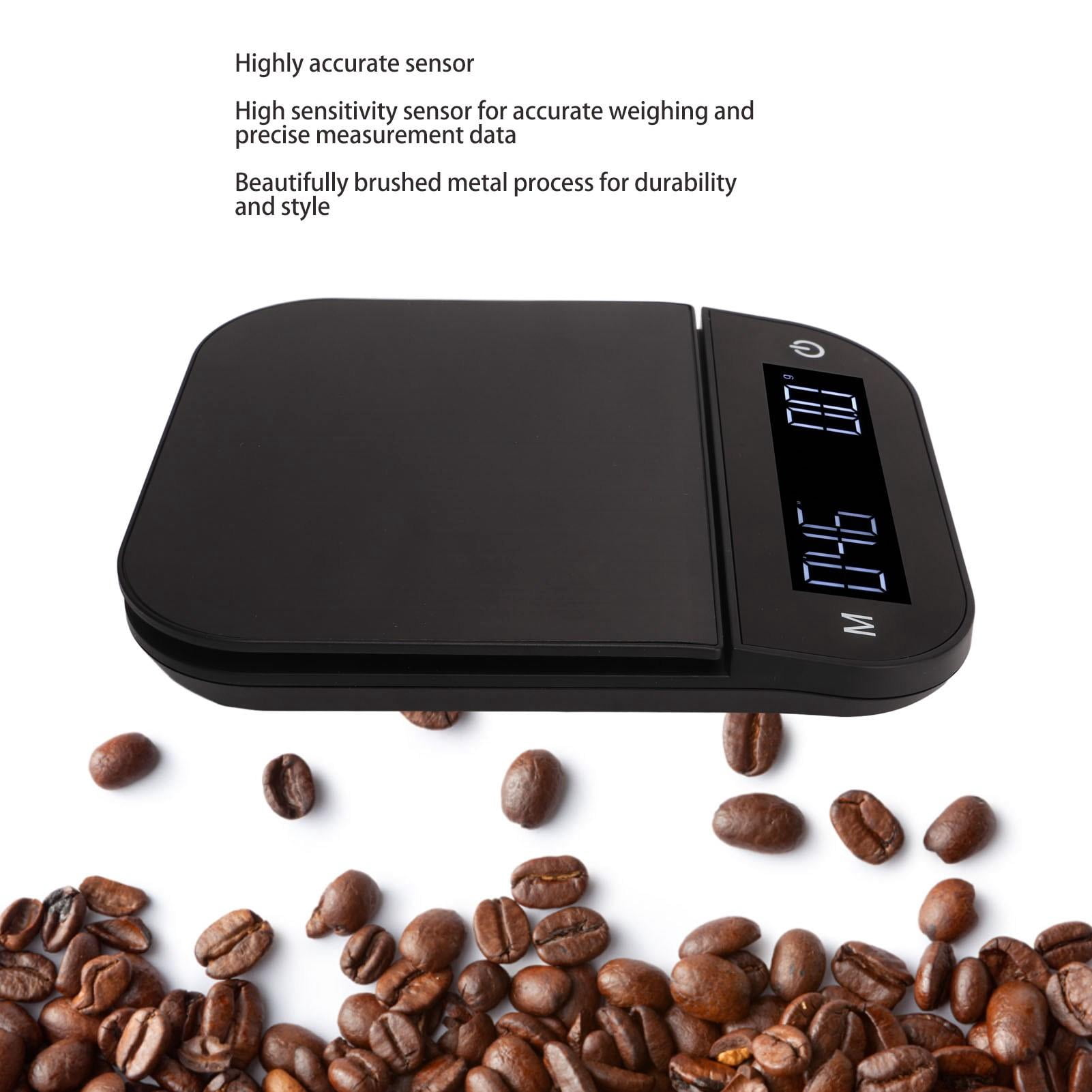 YAHHU Electric Kitchen Food Scale 5kg/0.1g High Precision Digital Coffee Weighing Scale with Waterproof Timing PC Function, Flat Surface, Perfect for Baking Cooking, Black