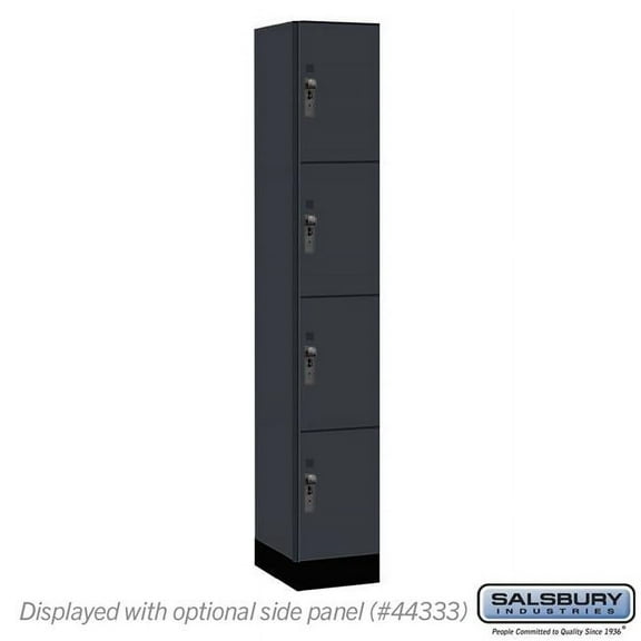 Salsbury Industries 44168CM 12 in. Wide Premier Wood Locker - Four Tier - 1 Wide - 6 ft. High - 18 in. Deep - Carbon Mesh - Hasp