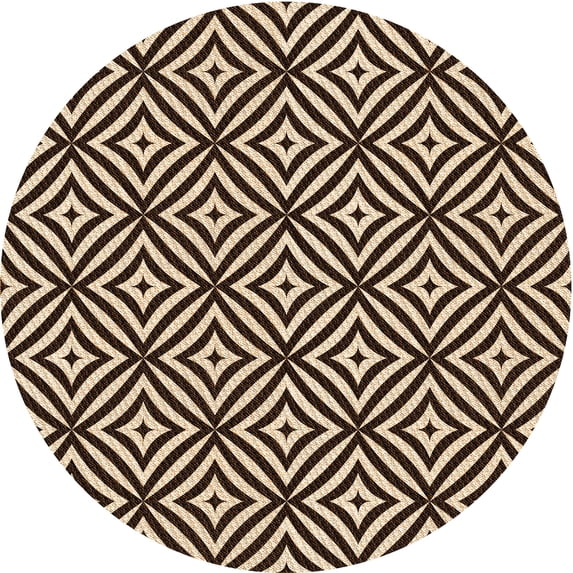 Ahgly Company Indoor Round Patterned Black Bean Brown Area Rugs, 3' Round