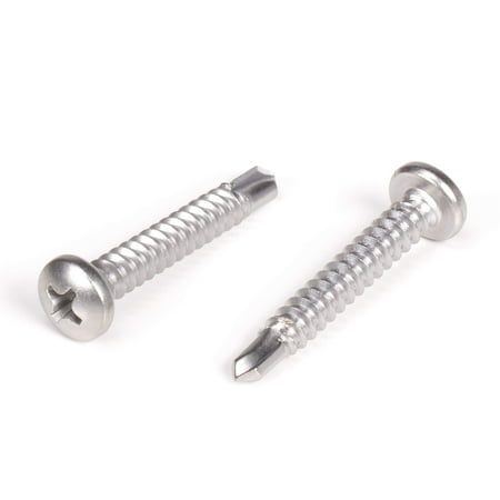 

THE CIMPLE CO - 100pc Stainless Steel Self Drilling Tapping Screws #10 x 1 1/4 Phillips Pan