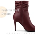 thumbnail image 4 of Unique Bargains Women's Side Zip Solid Pointy Toe Stiletto Heel Ankle Boots Burgundy 9, 4 of 6