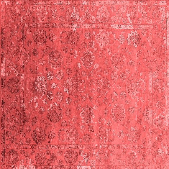 Ahgly Company Indoor Square Oriental Red Industrial Area Rugs, 7' Square