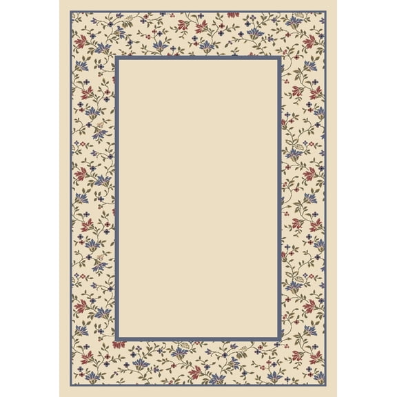 Milliken Blue Bordered Runner Garden Glory Opal II - Aprx 2' 4" x 11' 8"
