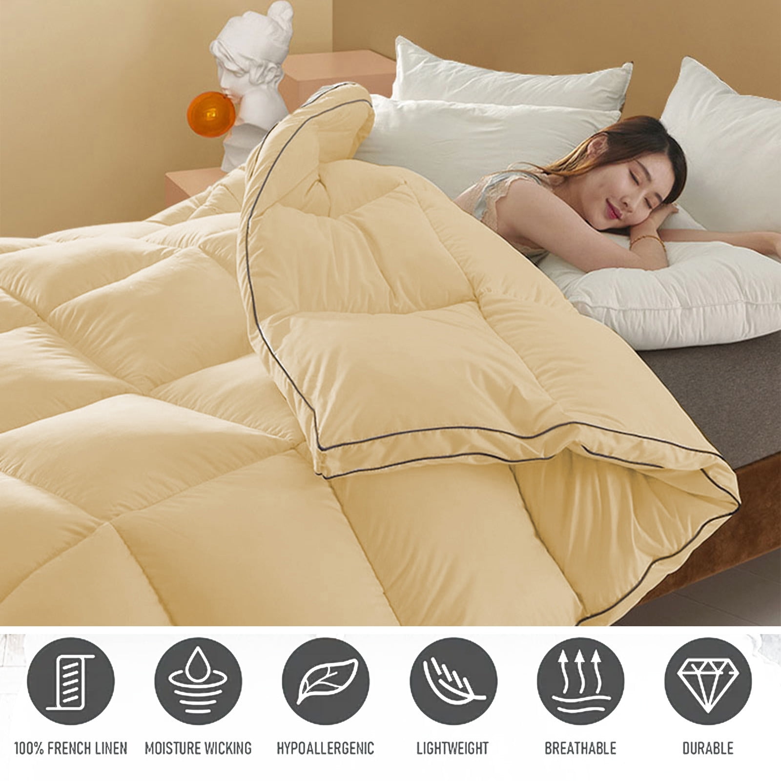 MERILER Machine Washable Lightweight Quilt: Ideal for Air-Conditioned Rooms, All-Season Cool Comfort and Easy Care