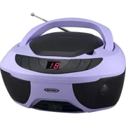 Jensen CD-475PL Portable Boombox CD Player with AM/FM Radio and Aux Line Purple Limited Edition