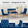 thumbnail image 7 of EHANCIS Luxury Velvet Wingback 2-Seat Dining Bench, Diamond Button Tufted Upholstery, Silver Stainless Steel Legs, Modern Decorative Seating for Dining Room, Kitchen and Entryway,Blue, 7 of 7