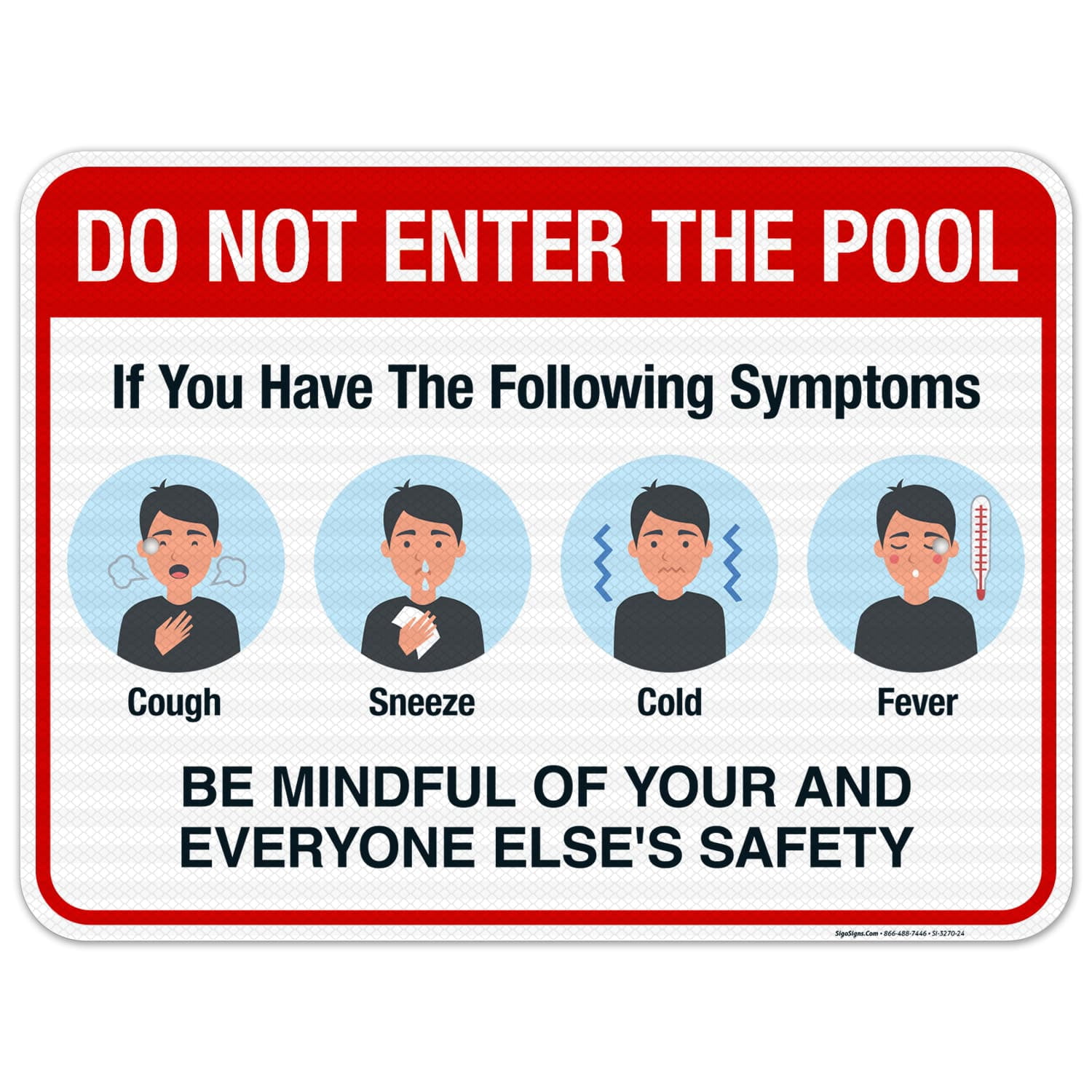 Social Distancing Pool Sign, Do Not Enter If You Have Symptoms ...