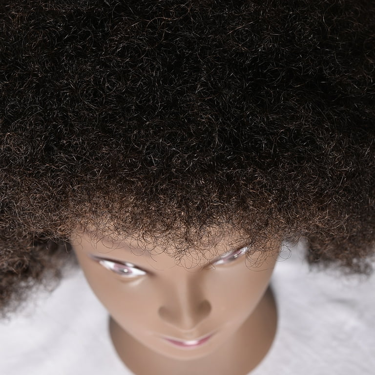 Afro Curly Mannequin Head 100% Human Hair Training Head Manikin Hairdresser  Cosmetology Mannequin Doll Head Manikin Training Head for Practice Styling  Braiding Dolls Head African American Curly Hair Head with Clamp Stand 9…