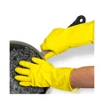 thumbnail image 1 of [12 pares] Guantes de goma extra grandes para usos múltiples y resistentes para lavar platos - 11 pulgadas con forro flocado amarillo - Limpieza del hogar y la cocina - Mediano, 1 of 6