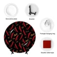 thumbnail image 4 of Daiia Hot Chili Printed Pattern Ceramic Plate Dinner Plates Bone China Decorative Plates with Display Stand Art Ceramic Ornaments for Wall Hanging Decoration-7in, 4 of 6
