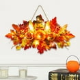 thumbnail image 5 of geerera Halloween Wreath with lights, Maple Leaf and Pumpkin Wall Hanging, for Front Door Decor, Harvest Festival Display, Seasonal Arrangement, 5 of 6