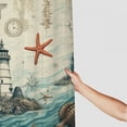 thumbnail image 3 of Orinice  Nautical Coastal Shower Curtain Ocean Beach Starfish Seashell Vintage Sailboat Compass Lighthouse Seahorse Artwork Cloth Waterproof Polyester Bathroom Decor Set with 12 Pack Hooks 69x72, 3 of 7
