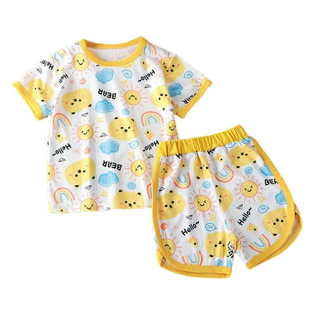 Yammkia Toddler Girl Summer Outfits Baby Girl Clothes Floral Sleeveless Romper Bodysuit Ruffle Bloomers Shorts Summer Outfits Set for 3-4 Years Yellow