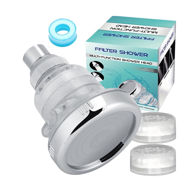 1pc Water Softener Shower Head Filter For Hard Water, Chlorine & Fluoride Filter, Filtered Shower Head, High Pressure Rain Shower Head, 2 Replaceable Filters, Best Shower As Dry Skin & Hair, Bathroom
