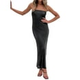 thumbnail image 3 of Women’s Y2k Tube Tops Dress Solid Color Strapless Off-Shoulder Bodycon Long Dress Backless Tie-up Party Club Bandeau Dresses, 3 of 7
