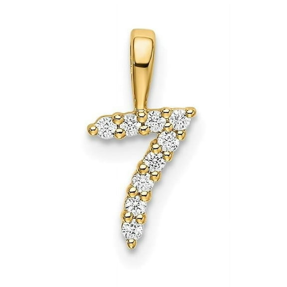 Finest Gold 14K Yellow Gold Diamond Number 7 Pendant
