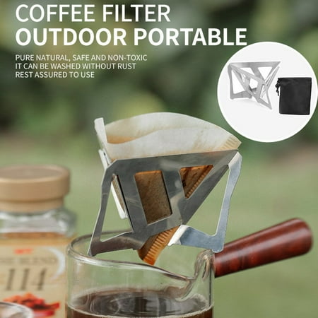 

Stainless Steel Coffee Filter Holder 1 Set Home Outdoor Camping Folding Portable Coffee Drip Rack Dripper