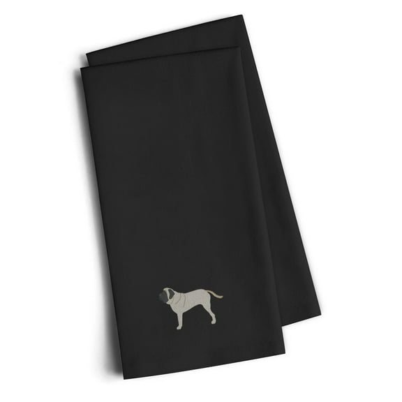 English Mastiff Black Embroidered Towel Set of 2
