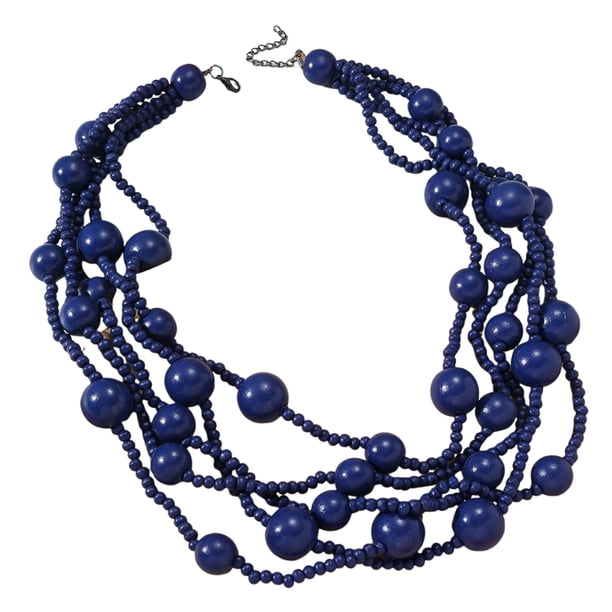 Guardurnaity Collar de bolas grande, ideal para mujeres, moderno y versátil, ideal como regalo de Navidad o San Valentín. Ropa, zapatos y accesorios Miscelánea azul talla única