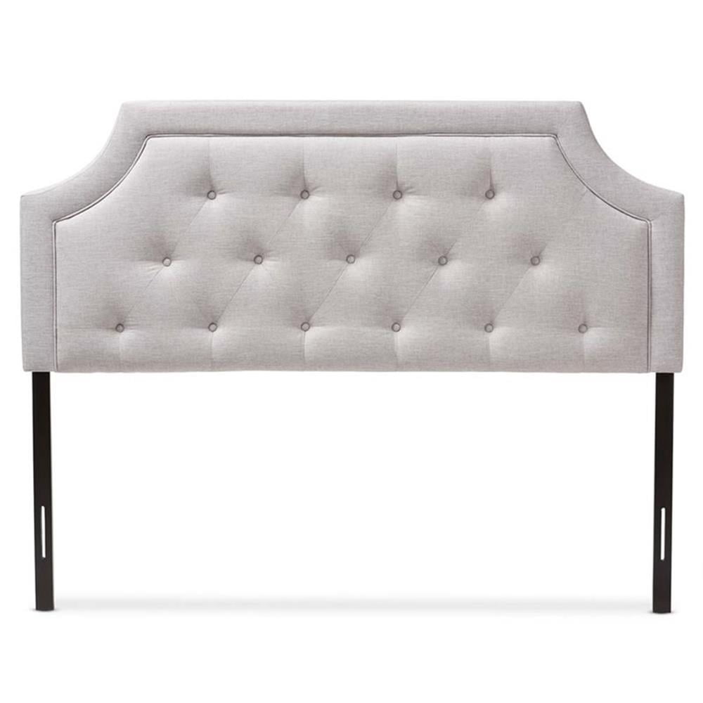 Bowery Hill Contemporary Fabric Tufted Full Headboard in Grayish Beige