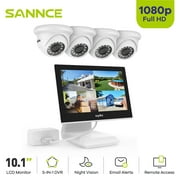 SANNCE 4 Channel 10"1 LCD Monitor DVR 1080p Full HD Outdoor Indoor Home Security Camera System with Remote Access,Motion Detection