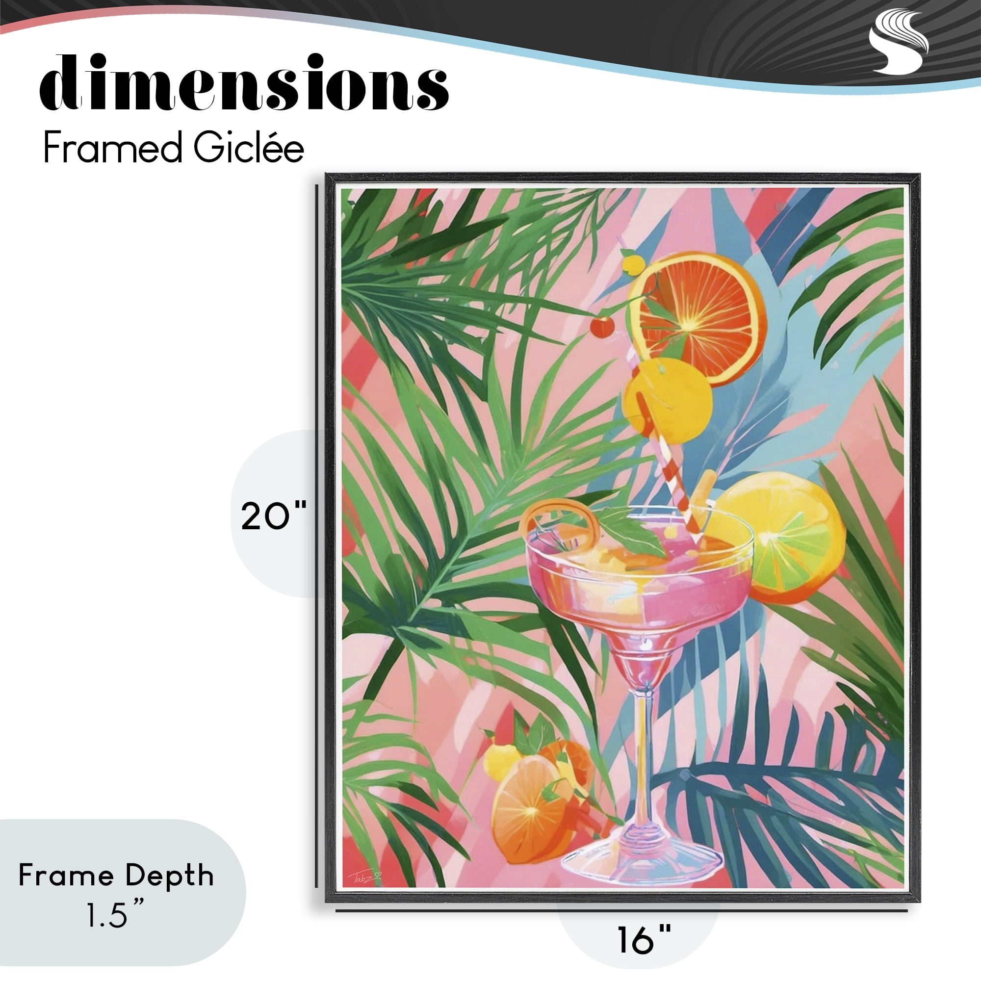 Stupell Industries Jungle Citrus Cocktail Black Framed Giclee Art, design by Tabz Jones