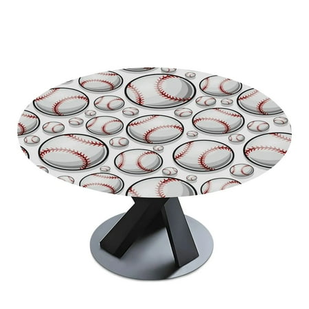 

Baseball Elastic Fitted Edged Round Tablecloth Waterproof Table Cover for Indoor or Outdoor and Anywhere You Wanna Use It 50 -54