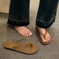 thumbnail image 6 of PiGOGI Women's Round Toe Flip Flops Cushioned Footbed Non-Slip Comfortable Beach Sandals Summer Coffee 5.5, 6 of 9