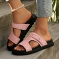 thumbnail image 2 of Dakaela Leather Flat Sandals for Women Memory Foam Summer Beach Slides Comfort Cushion Slip on Shoes, 2 of 7